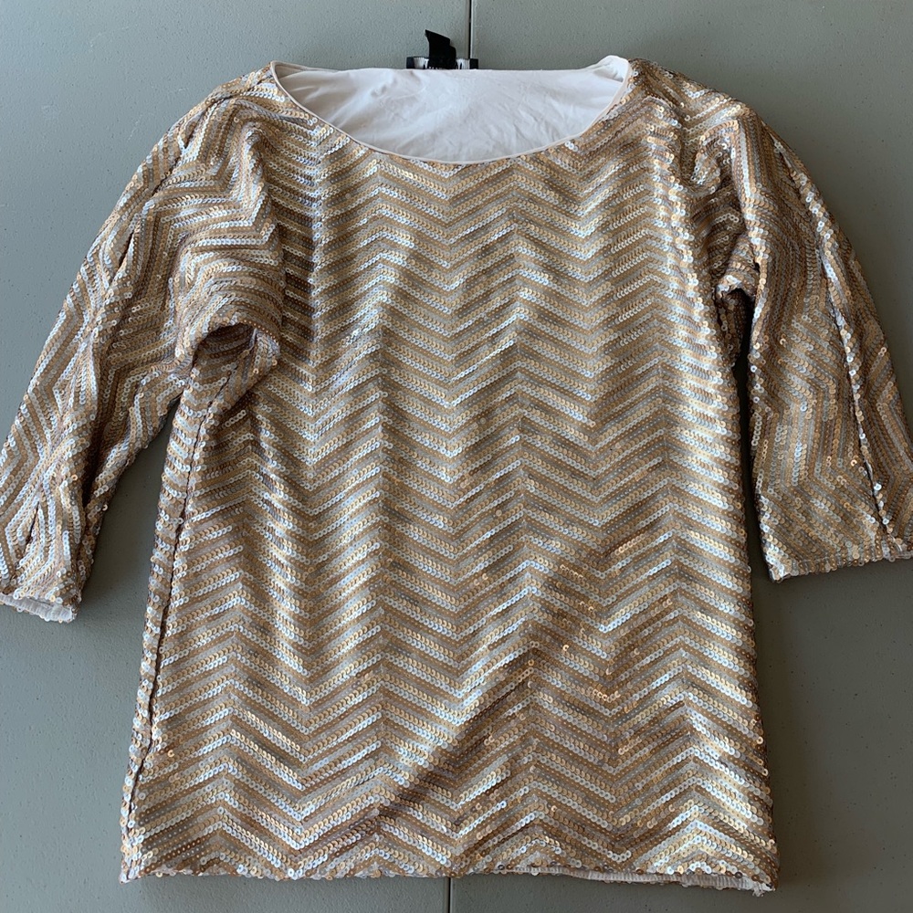 White Black Sequin Top
